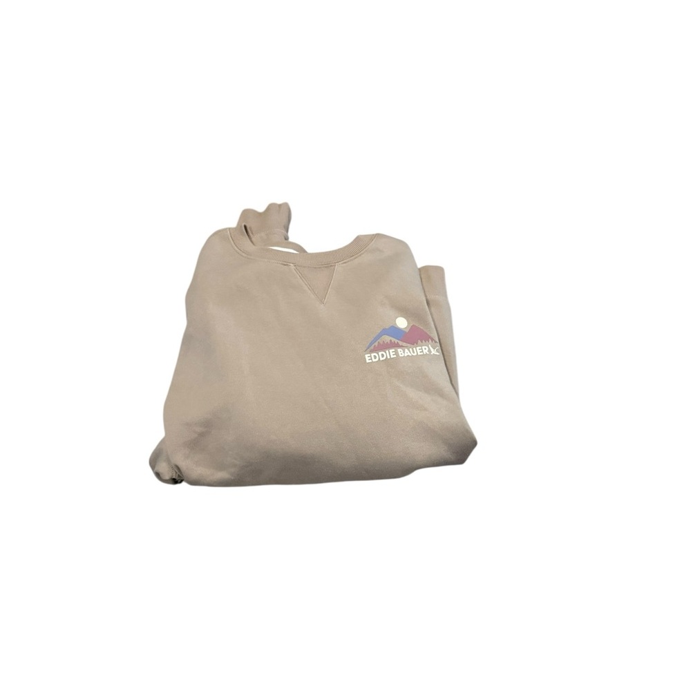 Eddie Bauer Tan Crewneck Sweatshirt with Mountain Logo